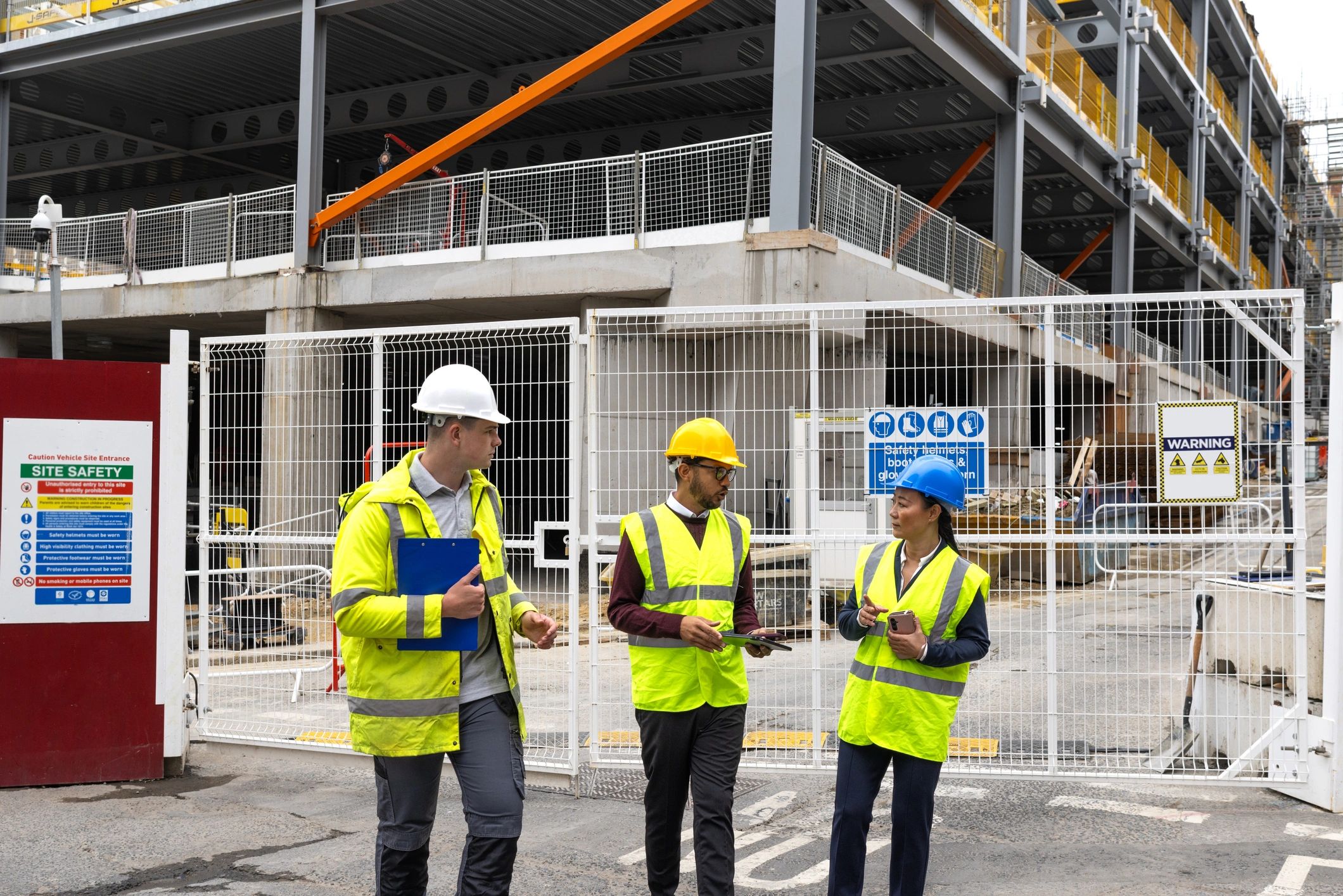 Industrial project team collaborating at a worksite